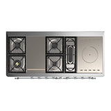 ILVE Majestic III 60-inch Dual Fuel Range with 7 Natural Gas Burner, Griddle, French Top and Solid Door Electric Oven in Midnight Blue with Chrome Trim (UM60FSQNR3MBC)