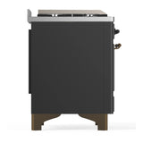 ILVE Majestic III 60-inch Dual Fuel Range with 5 Liquid Propane Burner, Griddle, French Top and Solid Door Electric Oven in Graphite Matte with Burnished Trim (UM60FSQNR3MGBLP)