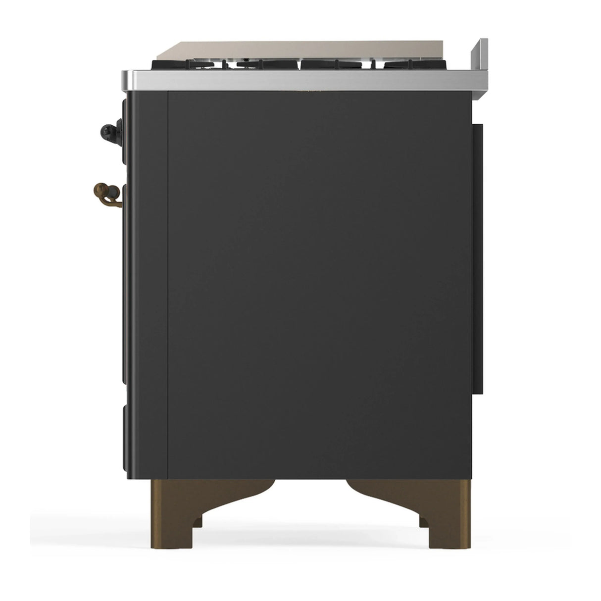 ILVE Majestic III 60-inch Dual Fuel Range with 5 Liquid Propane Burner, Griddle, French Top and Solid Door Electric Oven in Graphite Matte with Burnished Trim (UM60FSQNR3MGBLP)