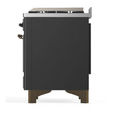 ILVE Majestic III 60-inch Dual Fuel Range with 5 Liquid Propane Burner, Griddle, French Top and Solid Door Electric Oven in Graphite Matte with Burnished Trim (UM60FSQNR3MGBLP)