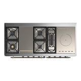 ILVE Majestic III 60-inch Dual Fuel Range with 5 Liquid Propane Burner, Griddle, French Top and Solid Door Electric Oven in Graphite Matte with Burnished Trim (UM60FSQNR3MGBLP)