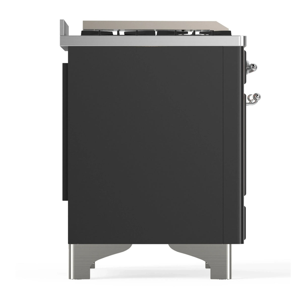 ILVE Majestic III 60-inch Dual Fuel Range with 7 Natural Gas Burner, Griddle, French Top and Solid Door Electric Oven in Graphite Matte with Chrome Trim (UM60FSQNR3MGC)