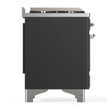 ILVE Majestic III 60-inch Dual Fuel Range with 7 Natural Gas Burner, Griddle, French Top and Solid Door Electric Oven in Graphite Matte with Chrome Trim (UM60FSQNR3MGC)