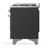 ILVE Majestic III 60-inch Dual Fuel Range with 7 Natural Gas Burner, Griddle, French Top and Solid Door Electric Oven in Graphite Matte with Chrome Trim (UM60FSQNR3MGC)