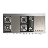ILVE Majestic III 60-inch Dual Fuel Range with 7 Natural Gas Burner, Griddle, French Top and Solid Door Electric Oven in Graphite Matte with Chrome Trim (UM60FSQNR3MGC)