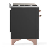 ILVE Majestic III 60-inch Dual Fuel Range with 5 Liquid Propane Burner, Griddle, French Top and Solid Door Electric Oven in Graphite Matte with Copper Trim (UM60FSQNR3MGPLP)