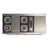ILVE Majestic III 60-inch Dual Fuel Range with 5 Liquid Propane Burner, Griddle, French Top and Solid Door Electric Oven in Graphite Matte with Copper Trim (UM60FSQNR3MGPLP)