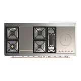 ILVE Majestic III 60-inch Dual Fuel Range with 5 Liquid Propane Burner, Griddle, French Top and Solid Door Electric Oven in White with Copper Trim (UM60FSQNR3WHPLP)