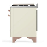 ILVE Majestic III 40-inch Dual Fuel Range with 6 Natural Gas Burner, Griddle and Triple Glass Door Electric Oven in Antique White with Copper Trim (UMD40FNR3AWP)