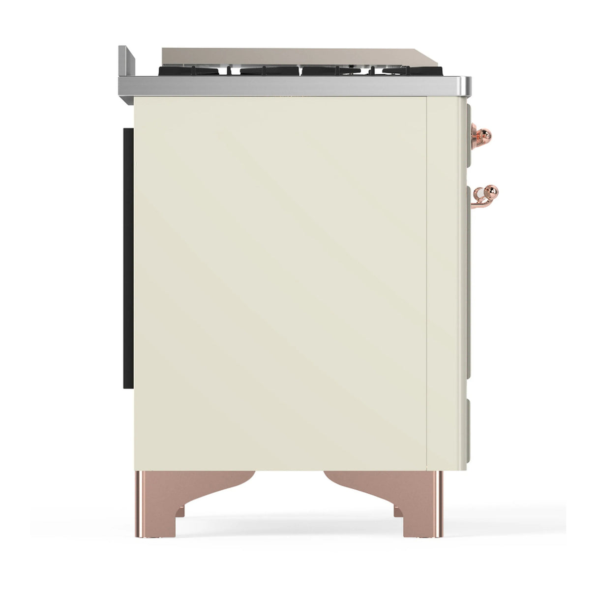 ILVE Majestic III 40-inch Dual Fuel Range with 6 Natural Gas Burner, Griddle and Triple Glass Door Electric Oven in Antique White with Copper Trim (UMD40FNR3AWP)