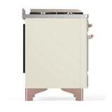 ILVE Majestic III 40-inch Dual Fuel Range with 6 Natural Gas Burner, Griddle and Triple Glass Door Electric Oven in Antique White with Copper Trim (UMD40FNR3AWP)