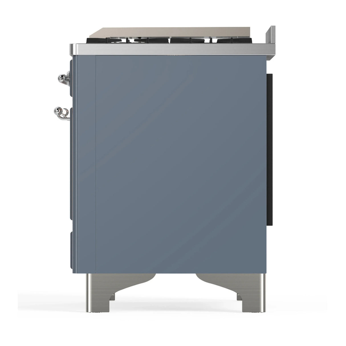 ILVE Majestic III 40-inch Dual Fuel Range with 6 Natural Gas Burner, Griddle and Triple Glass Door Electric Oven in Blue Grey with Chrome Trim (UMD40FNR3BGC)