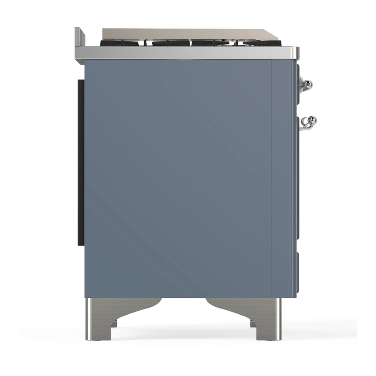 ILVE Majestic III 40-inch Dual Fuel Range with 6 Natural Gas Burner, Griddle and Triple Glass Door Electric Oven in Blue Grey with Chrome Trim (UMD40FNR3BGC)