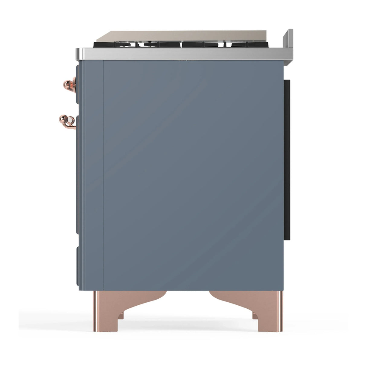 ILVE Majestic III 40-inch Dual Fuel Range with 5 Liquid Propane Burner, Griddle and Triple Glass Door Electric Oven in Blue Grey with Copper Trim (UMD40FNR3BGPLP)
