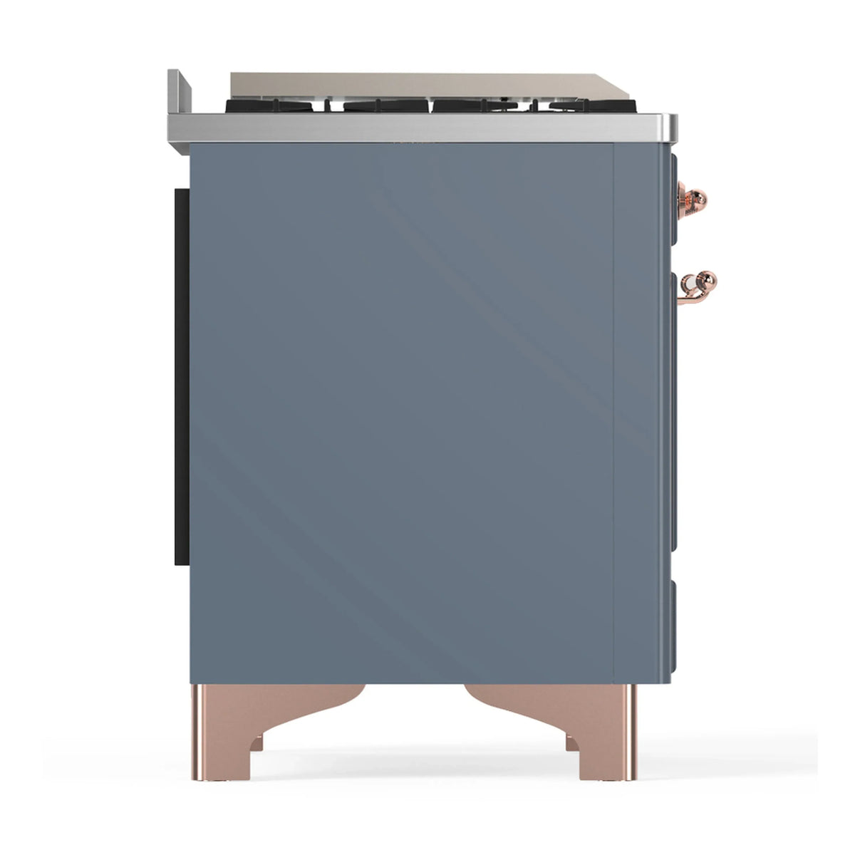 ILVE Majestic III 40-inch Dual Fuel Range with 5 Liquid Propane Burner, Griddle and Triple Glass Door Electric Oven in Blue Grey with Copper Trim (UMD40FNR3BGPLP)