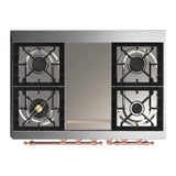ILVE Majestic III 40-inch Dual Fuel Range with 5 Liquid Propane Burner, Griddle and Triple Glass Door Electric Oven in Blue Grey with Copper Trim (UMD40FNR3BGPLP)