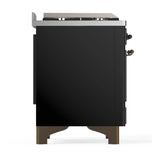 ILVE Majestic III 40-inch Dual Fuel Range with 5 Liquid Propane Burner, Griddle and Triple Glass Door Electric Oven in Glossy Black with Burnished Trim (UMD40FNR3BKBLP)