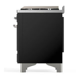 ILVE Majestic III 40-inch Dual Fuel Range with 6 Natural Gas Burner, Griddle and Triple Glass Door Electric Oven in Glossy Black with Chrome Trim (UMD40FNR3BKC)