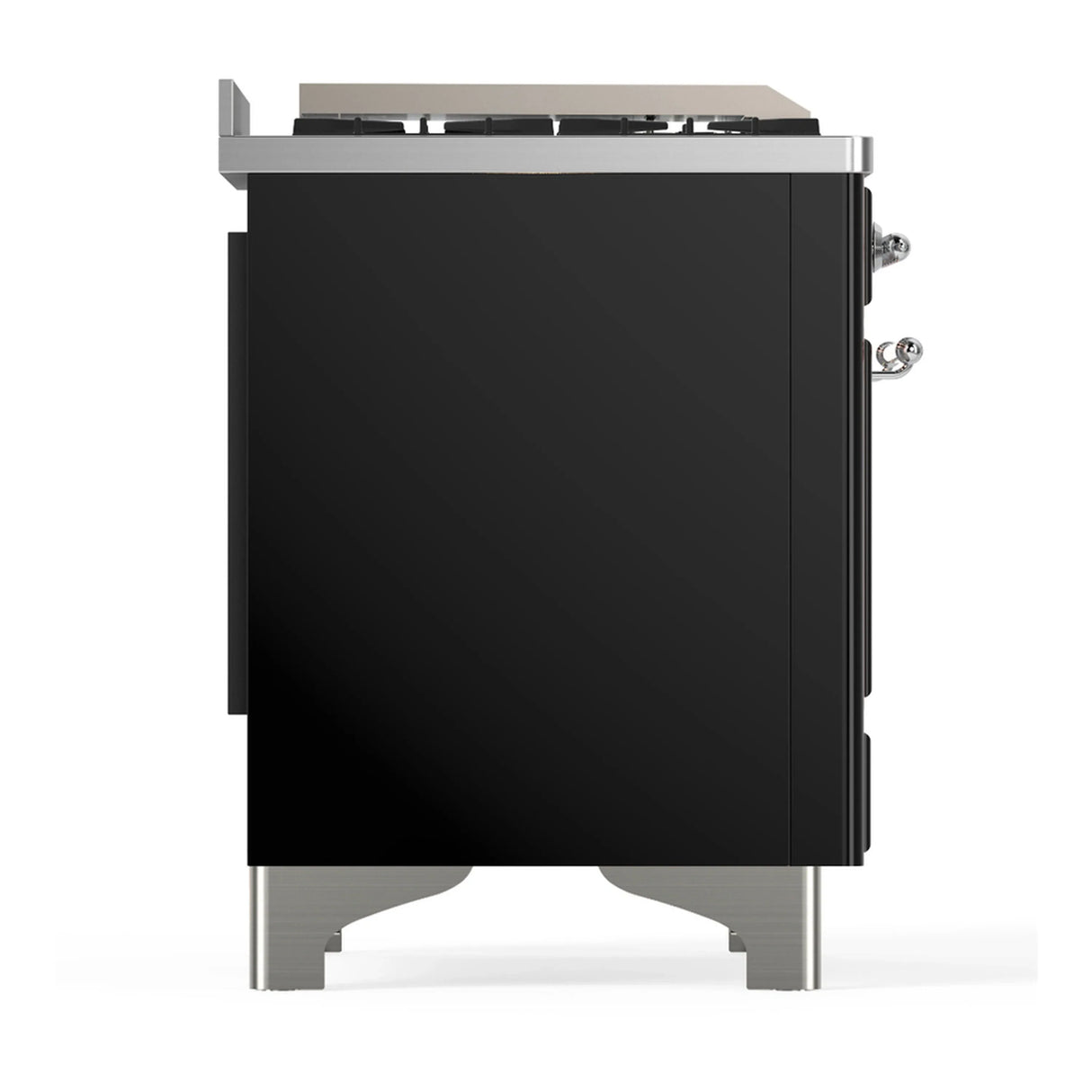ILVE Majestic III 40-inch Dual Fuel Range with 5 Liquid Propane Burner, Griddle and Triple Glass Door Electric Oven in Glossy Black with Chrome Trim (UMD40FNR3BKCLP)