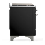 ILVE Majestic III 40-inch Dual Fuel Range with 5 Liquid Propane Burner, Griddle and Triple Glass Door Electric Oven in Glossy Black with Chrome Trim (UMD40FNR3BKCLP)