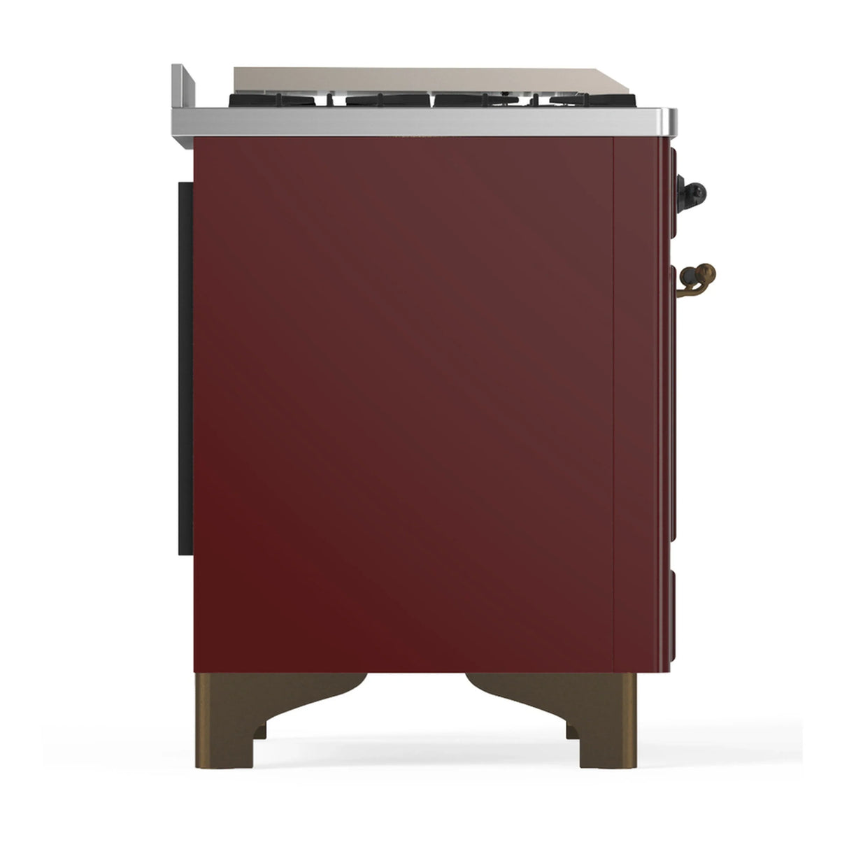 ILVE Majestic III 40-inch Dual Fuel Range with 6 Natural Gas Burner, Griddle and Triple Glass Door Electric Oven in Burgundy with Burnished Trim (UMD40FNR3BUB)