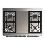 ILVE Majestic III 40-inch Dual Fuel Range with 6 Natural Gas Burner, Griddle and Triple Glass Door Electric Oven in Burgundy with Burnished Trim (UMD40FNR3BUB)