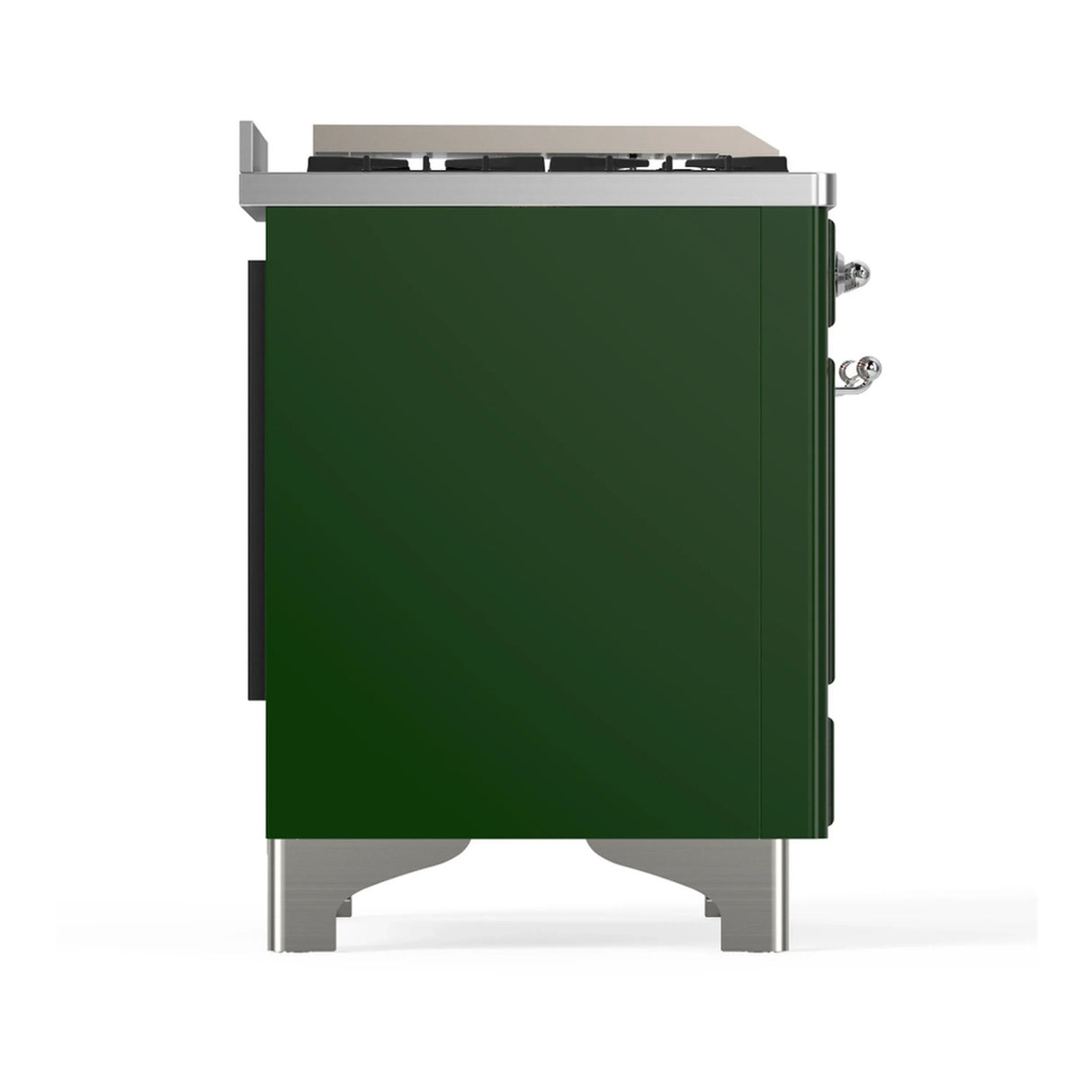 ILVE Majestic III 40-inch Dual Fuel Range with 6 Natural Gas Burner, Griddle and Triple Glass Door Electric Oven in Emerald Green with Chrome Trim (UMD40FNR3EGC)