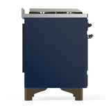 ILVE Majestic III 40-inch Dual Fuel Range with 6 Natural Gas Burner, Griddle and Triple Glass Door Electric Oven in Midnight Blue with Burnished Trim (UMD40FNR3MBB)