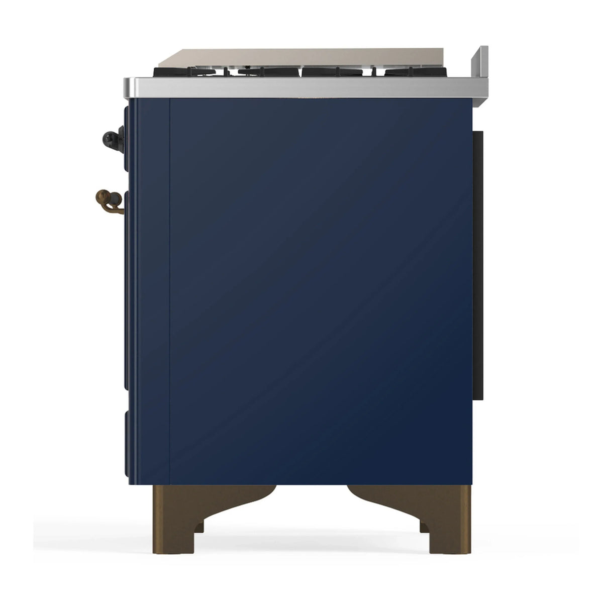 ILVE Majestic III 40-inch Dual Fuel Range with 6 Natural Gas Burner, Griddle and Triple Glass Door Electric Oven in Midnight Blue with Burnished Trim (UMD40FNR3MBB)