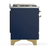 ILVE Majestic III 40-inch Dual Fuel Range with 6 Natural Gas Burner, Griddle and Triple Glass Door Electric Oven in Blue Grey with Brass Trim (UMD40FNR3MBG)