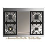 ILVE Majestic III 40-inch Dual Fuel Range with 6 Natural Gas Burner, Griddle and Triple Glass Door Electric Oven in Blue Grey with Brass Trim (UMD40FNR3MBG)