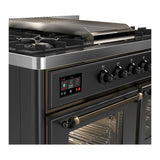 ILVE Majestic III 40-inch Dual Fuel Range with 6 Natural Gas Burner, Griddle and Triple Glass Door Electric Oven in Graphite Matte with Burnished Trim (UMD40FNR3MGB)
