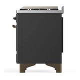ILVE Majestic III 40-inch Dual Fuel Range with 6 Natural Gas Burner, Griddle and Triple Glass Door Electric Oven in Graphite Matte with Burnished Trim (UMD40FNR3MGB)