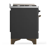 ILVE Majestic III 40-inch Dual Fuel Range with 5 Liquid Propane Burner, Griddle and Triple Glass Door Electric Oven in Graphite Matte with Burnished Trim (UMD40FNR3MGBLP)