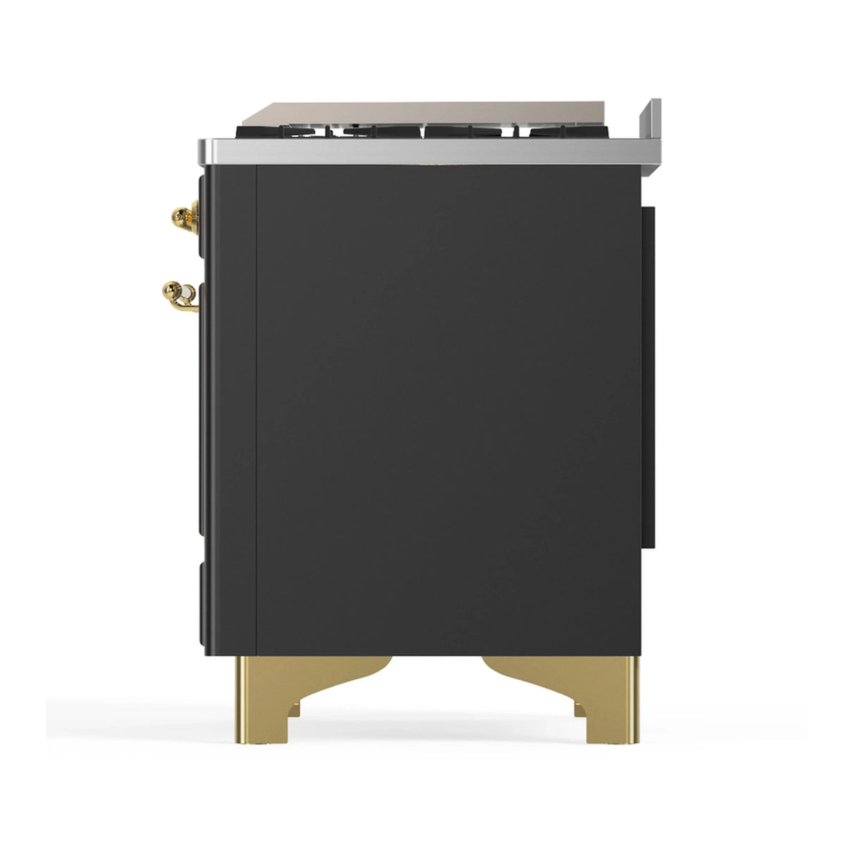 ILVE Majestic III 40-inch Dual Fuel Range with 5 Liquid Propane Burner, Griddle and Triple Glass Door Electric Oven in Graphite Matte with Brass Trim (UMD40FNR3MGGLP)