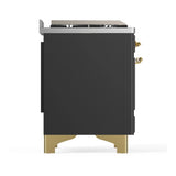 ILVE Majestic III 40-inch Dual Fuel Range with 5 Liquid Propane Burner, Griddle and Triple Glass Door Electric Oven in Graphite Matte with Brass Trim (UMD40FNR3MGGLP)