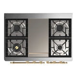 ILVE Majestic III 40-inch Dual Fuel Range with 5 Liquid Propane Burner, Griddle and Triple Glass Door Electric Oven in Graphite Matte with Brass Trim (UMD40FNR3MGGLP)