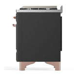 ILVE Majestic III 40-inch Dual Fuel Range with 5 Liquid Propane Burner, Griddle and Triple Glass Door Electric Oven in Graphite Matte with Copper Trim (UMD40FNR3MGPLP)