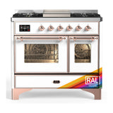 ILVE Majestic III 40-inch Dual Fuel Range with 5 Liquid Propane Burner, Griddle and Triple Glass Door Electric Oven in RAL with Copper Trim (UMD40FNR3RAPLP)