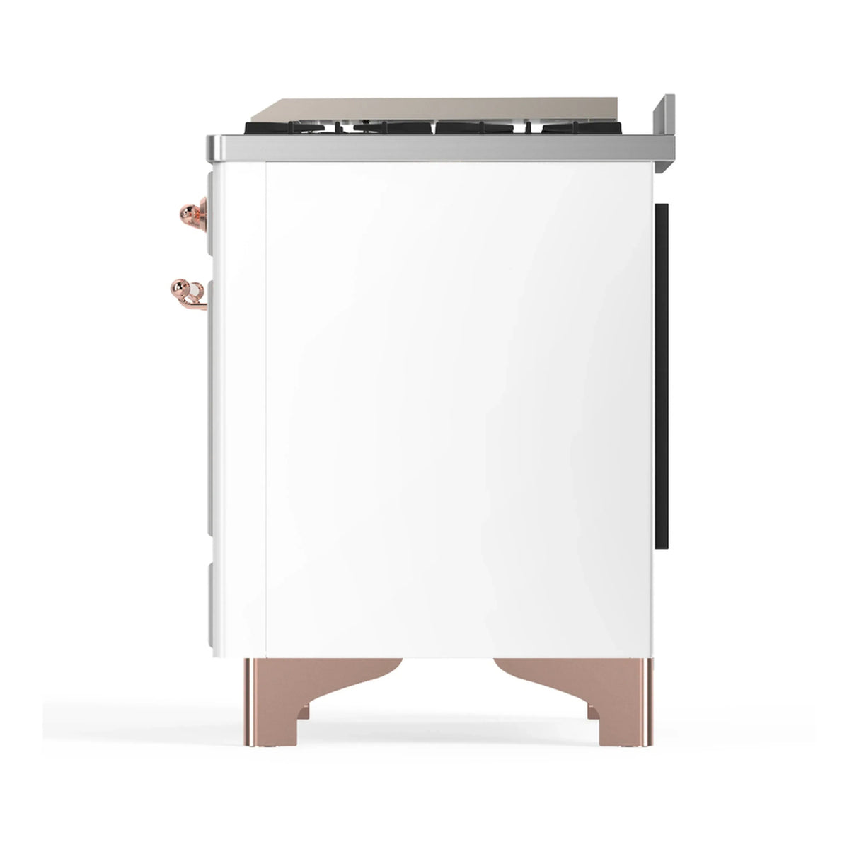ILVE Majestic III 40-inch Dual Fuel Range with 6 Natural Gas Burner, Griddle and Triple Glass Door Electric Oven in White with Copper Trim (UMD40FNR3WHP)