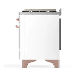 ILVE Majestic III 40-inch Dual Fuel Range with 6 Natural Gas Burner, Griddle and Triple Glass Door Electric Oven in White with Copper Trim (UMD40FNR3WHP)