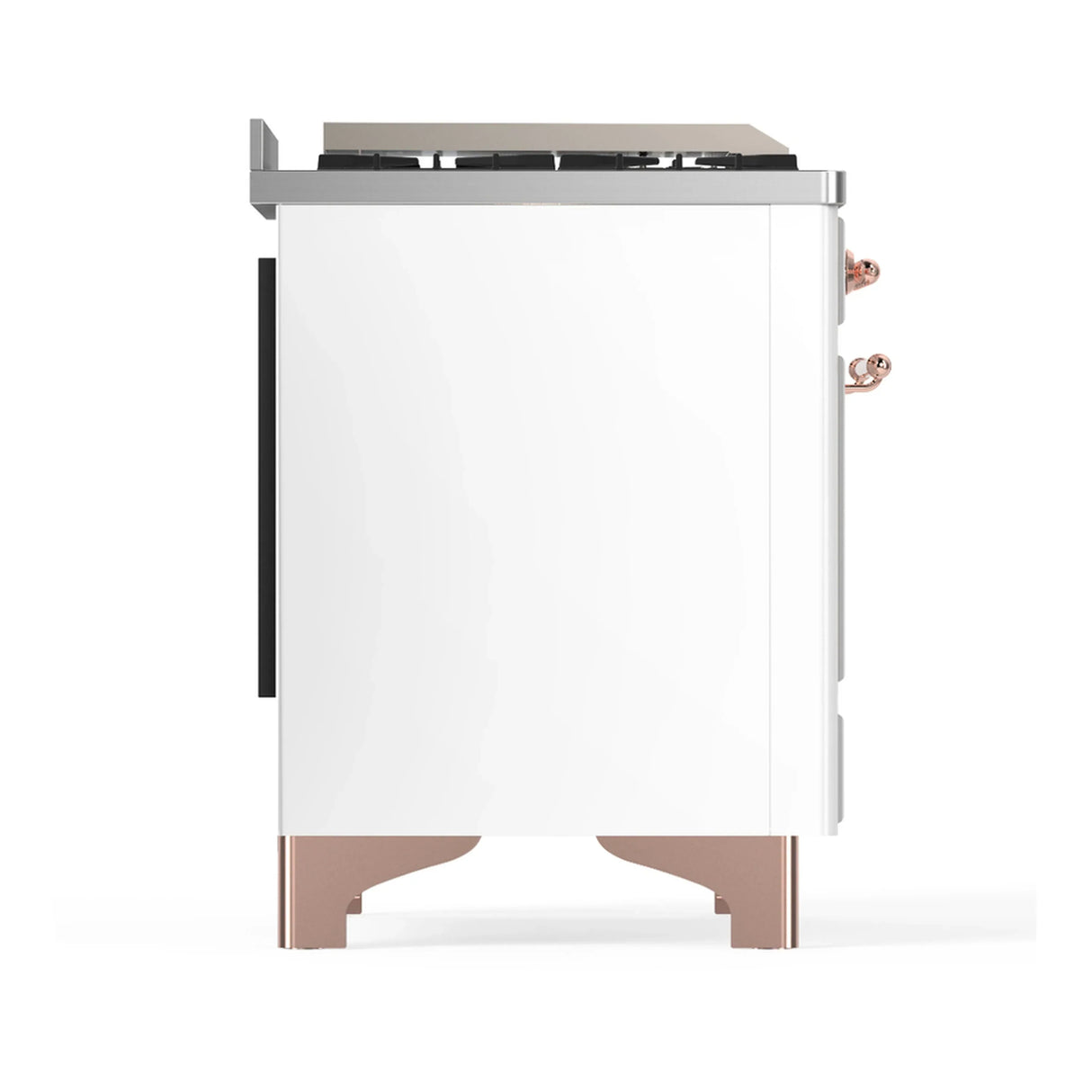 ILVE Majestic III 40-inch Dual Fuel Range with 6 Natural Gas Burner, Griddle and Triple Glass Door Electric Oven in White with Copper Trim (UMD40FNR3WHP)