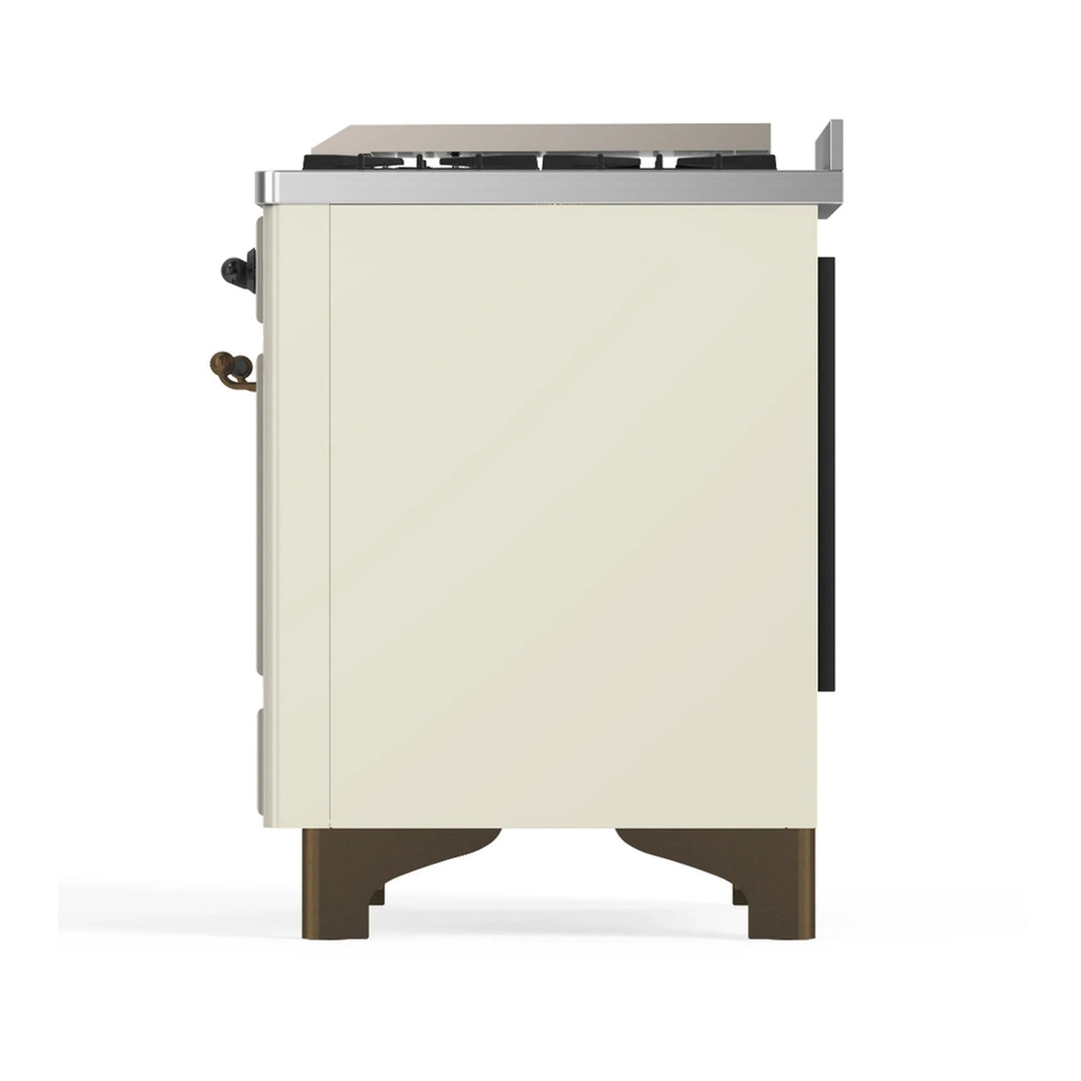 ILVE Majestic III 40-inch Dual Fuel Range with 6 Natural Gas Burner, Griddle and Solid Door Electric Oven in Antique White with Burnished Trim (UMD40FQNR3AWB)