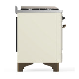 ILVE Majestic III 40-inch Dual Fuel Range with 5 Liquid Propane Burner, Griddle and Solid Door Electric Oven in Antique White with Burnished Trim (UMD40FQNR3AWBLP)