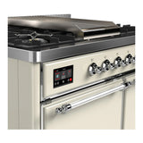 ILVE Majestic III 40-inch Dual Fuel Range with 5 Liquid Propane Burner, Griddle and Solid Door Electric Oven in Antique White with Chrome Trim (UMD40FQNR3AWCLP)