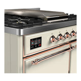 ILVE Majestic III 40-inch Dual Fuel Range with 5 Liquid Propane Burner, Griddle and Solid Door Electric Oven in Antique White with Copper Trim (UMD40FQNR3AWPLP)