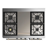 ILVE Majestic III 40-inch Dual Fuel Range with 6 Natural Gas Burner, Griddle and Solid Door Electric Oven in Blue Grey with Burnished Trim (UMD40FQNR3BGB)