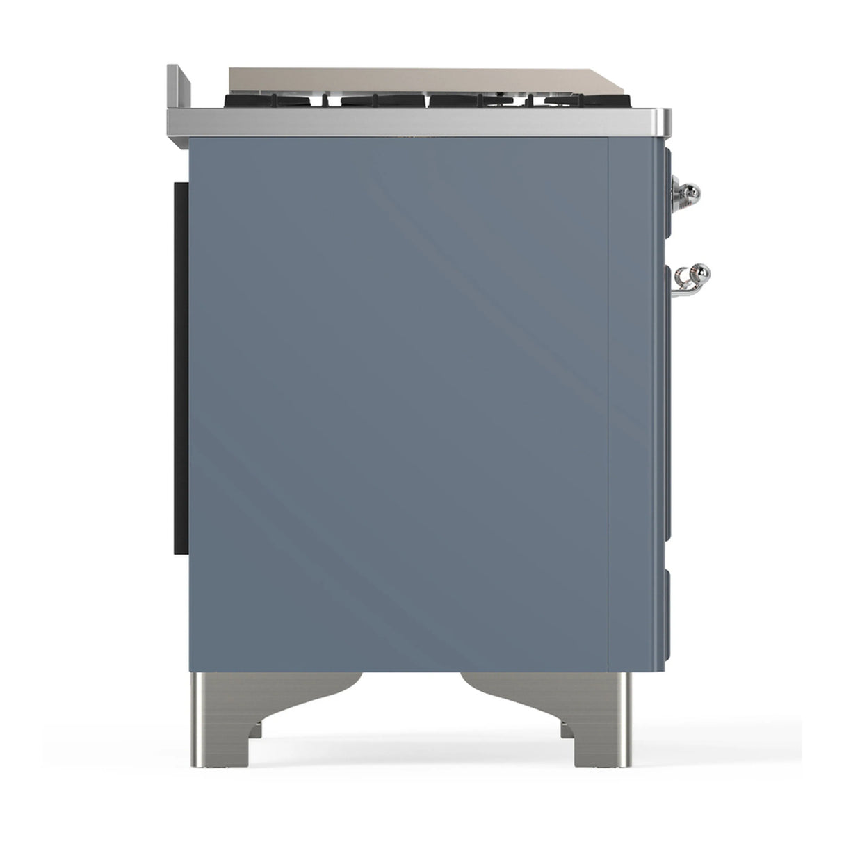 ILVE Majestic III 40-inch Dual Fuel Range with 6 Natural Gas Burner, Griddle and Solid Door Electric Oven in Blue Grey with Chrome Trim (UMD40FQNR3BGC)