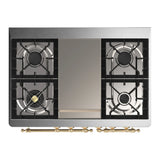 ILVE Majestic III 40-inch Dual Fuel Range with 5 Liquid Propane Burner, Griddle and Solid Door Electric Oven in Blue Grey with Brass Trim (UMD40FQNR3BGGLP)