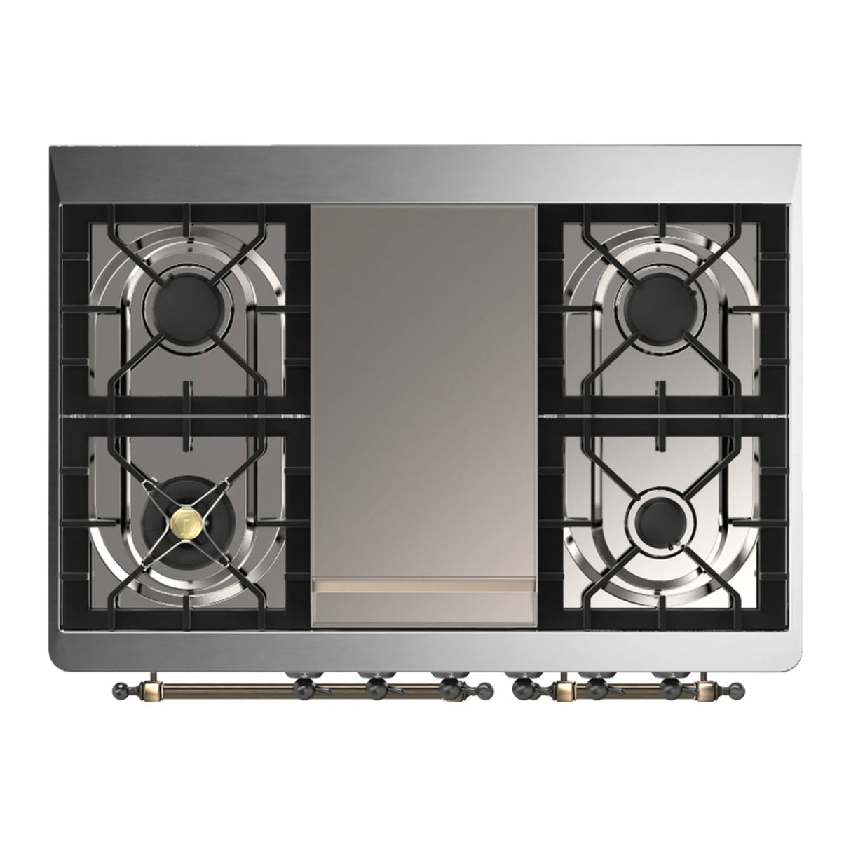 ILVE Majestic III 40-inch Dual Fuel Range with 5 Liquid Propane Burner, Griddle and Solid Door Electric Oven in Burgundy with Burnished Trim (UMD40FQNR3BUBLP)